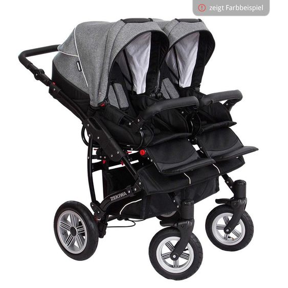 Zekiwa Geschwister- & Zwillingskinderwagen Sport Duo Premium - Karogitter Grau