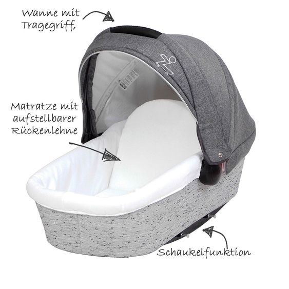 Zekiwa Kombi-Kinderwagen Luxus Complete - Granit