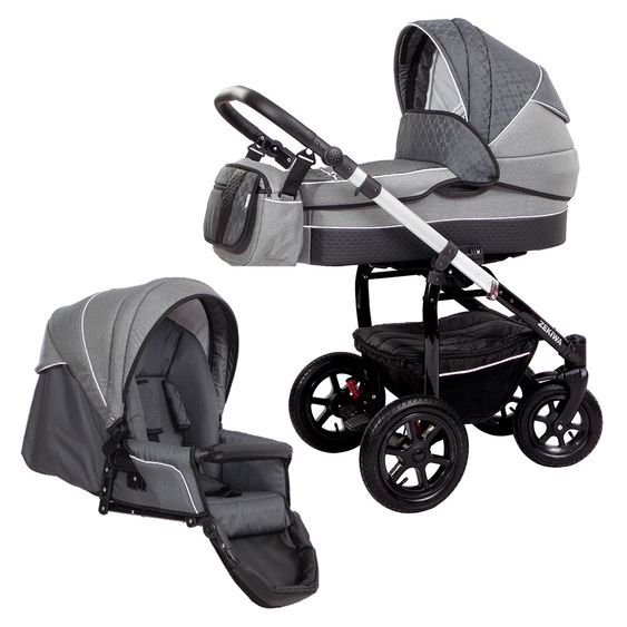 Zekiwa Kombi-Kinderwagen Saturn Premium - Karogitter Grau