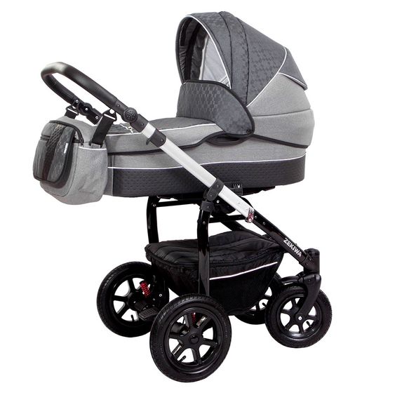 Zekiwa Kombi-Kinderwagen Saturn Premium - Karogitter Grau