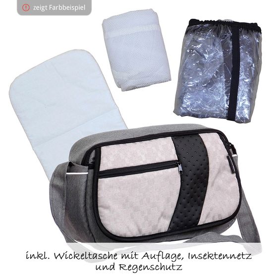 Zekiwa Kombi-Kinderwagen Saturn Premium - Karogitter Grau