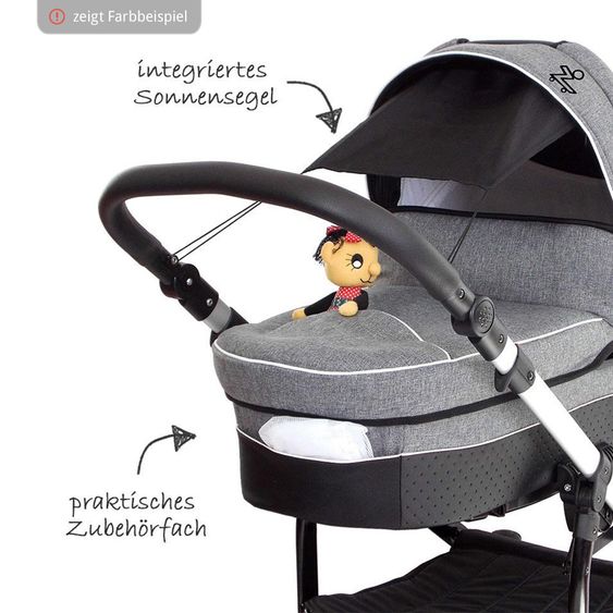 Zekiwa Kombi-Kinderwagen Saturn Premium - Karogitter Grau