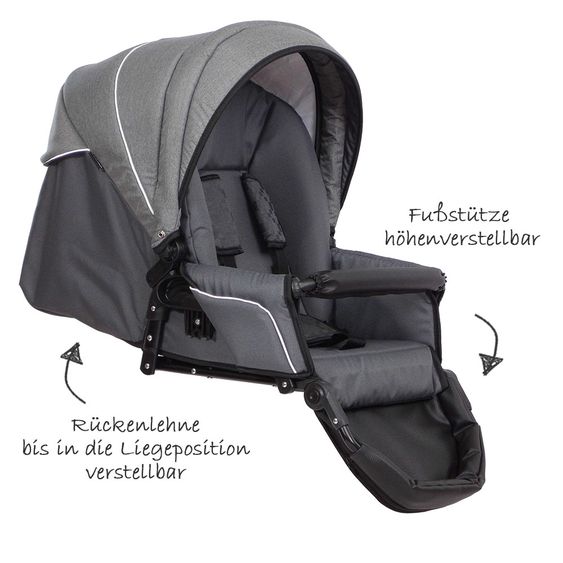 Zekiwa Kombi-Kinderwagen Saturn Premium - Karogitter Grau