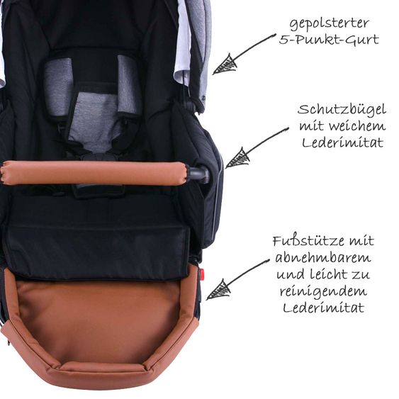 Zekiwa Kombi-Kinderwagen Touring Cross Exklusiv - Grey