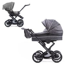 Kombi-Kinderwagen Touring Max bis 15 kg mit Babywanne, umsetzbare Sitzeinheit, Knickschieber inkl. Wickeltasche, Insektenschutz & Regenschutz - Graphite