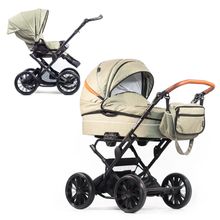 Kombi-Kinderwagen Touring Max bis 15 kg mit Babywanne, umsetzbare Sitzeinheit, Knickschieber inkl. Wickeltasche, Insektenschutz & Regenschutz - Green