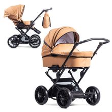 Kombi-Kinderwagen Touring Max bis 15 kg mit Babywanne, umsetzbare Sitzeinheit, Knickschieber inkl. Wickeltasche, Insektenschutz & Regenschutz - Mango