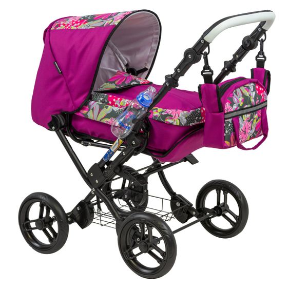 Zekiwa Kombi-Puppenwagen Zeki Complete inkl. Regenschutz und Trinkflasche - Hibiscus Pink