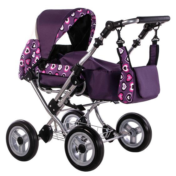 Zekiwa Kombi-Puppenwagen Zeki de Luxe - Herzen - Violett