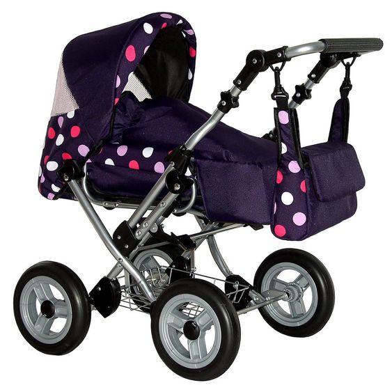 Zekiwa Kombi-Puppenwagen Zeki de Luxe - Punkte Violett