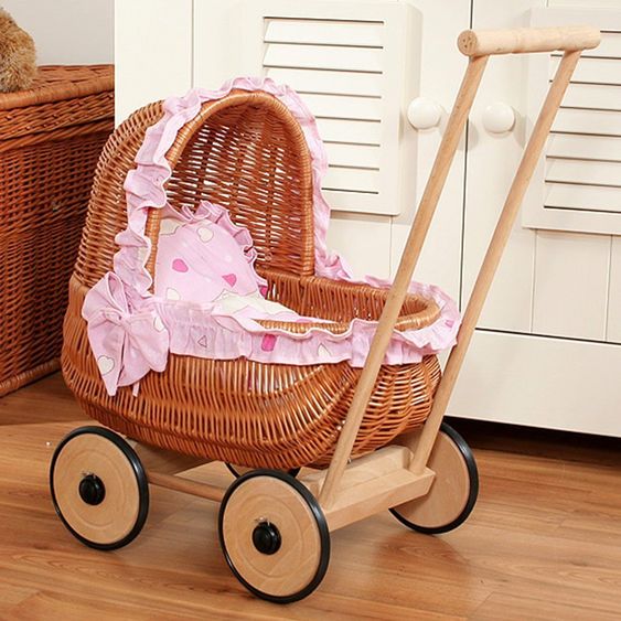 Zekiwa Korb-Puppenwagen - Herzen Pink