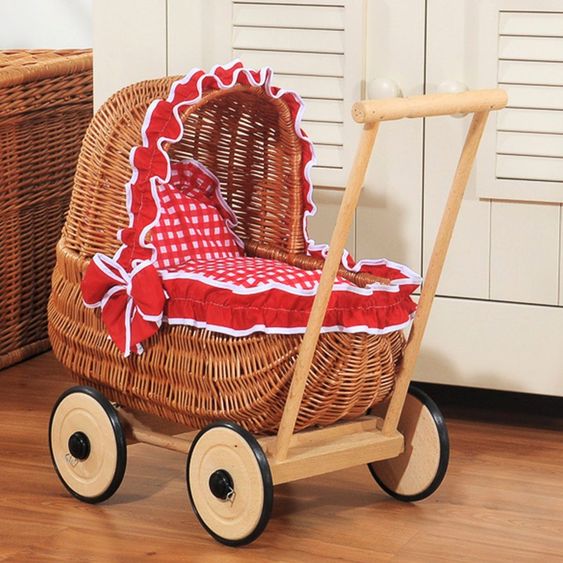 Zekiwa Korb-Puppenwagen - Karo Rot
